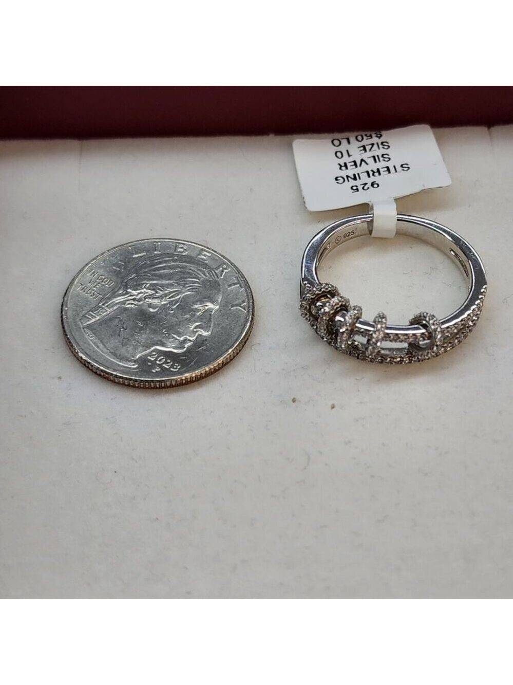 Last One Sterling Silver 925 Twisted Design Sparkling Band - Picture 4 of 8